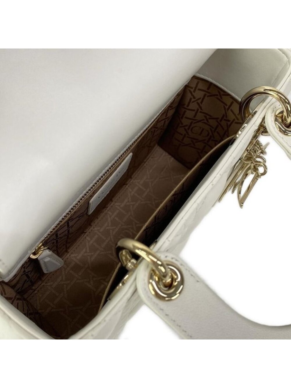 Dior Handbag Lady Small MY Abcdior White Gold Lambskin - Picture 10 of 15